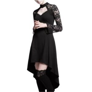 Tripp NYC Daang Goodman Royal Bones Black Choker Asymmetrical Dress - Sz Medium